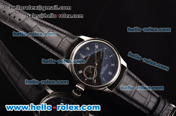 Patek Philippe Complications Asia ST22 Automatic Stainless Steel Case with Black Leather Strap and Black Dial Roman Markers - Click Image to Close
